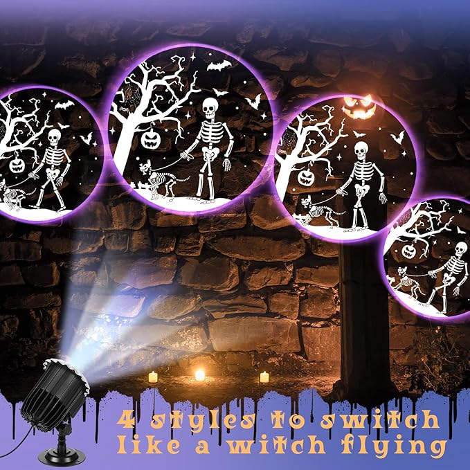 Halloween Projector Light with 1 Film Slides Holiday LED Projector Lights Outdoor Reflectors