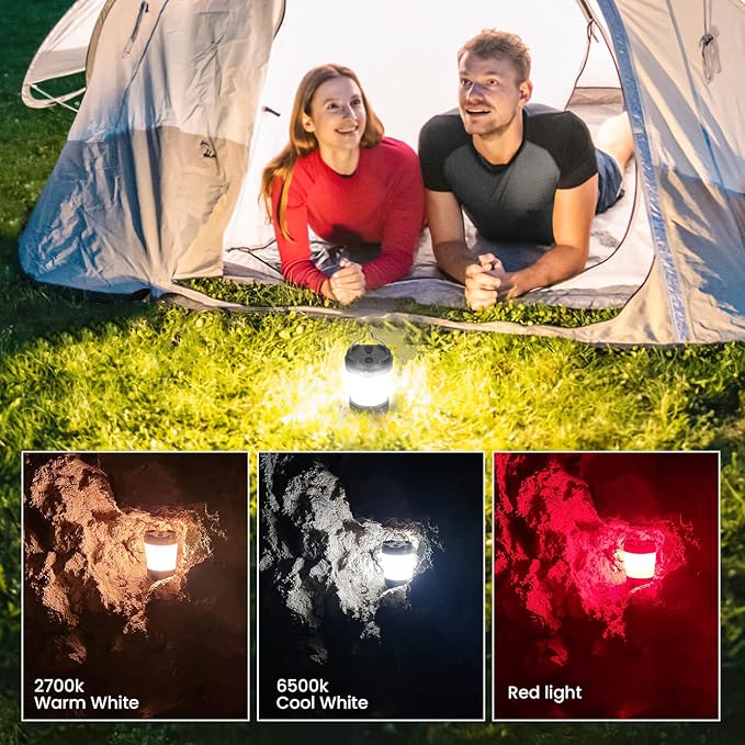 Sofirn LT1S LED Camping Lantern, Rechargeable Lantern with Dimmable 2700K - 6500K Light, red Light