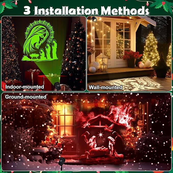 Christmas Nativity Scene Projector Lights, 2025 Upgrade 3D Dynamic Joy Jesus Christian Outdoor