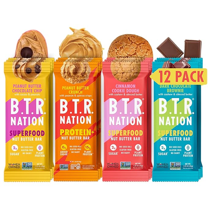 B.T.R. Nation Superfood Keto Protein Bar - Plant Based Vegan Protein | (12 Pack) Variety Pack | Low
