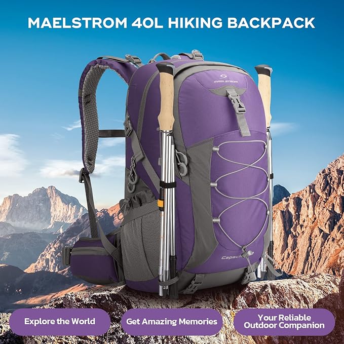Maelstrom Hiking Backpack,Camping Backpack,40L Waterproof Hiking Daypack with Rain