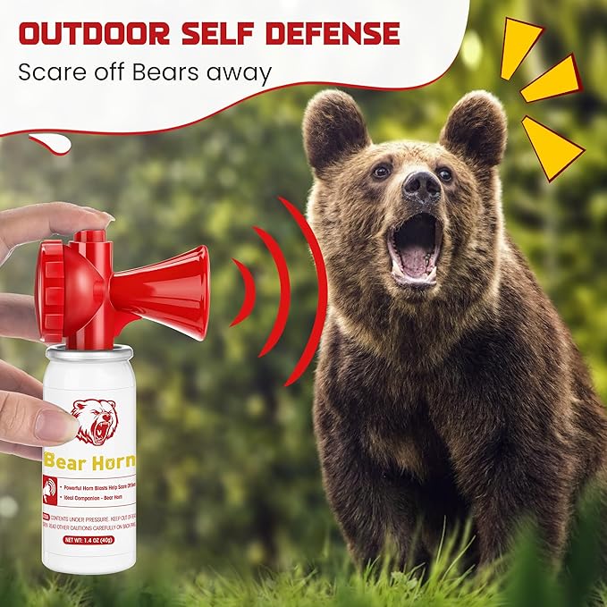 Bear Horn to Scare Bears 1.4oz, Very Loud 120dB Bear Air Horns for Safety for Hiking, Heard Up to