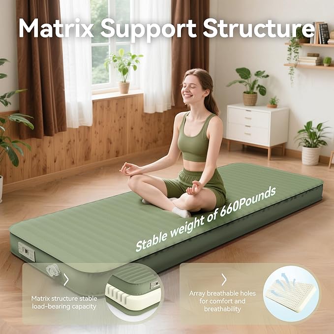 Camping Sleeping Pad, 4" Ultra-Thick Memory Foam Camping Mat with Built-in Electric Pump, 9.5