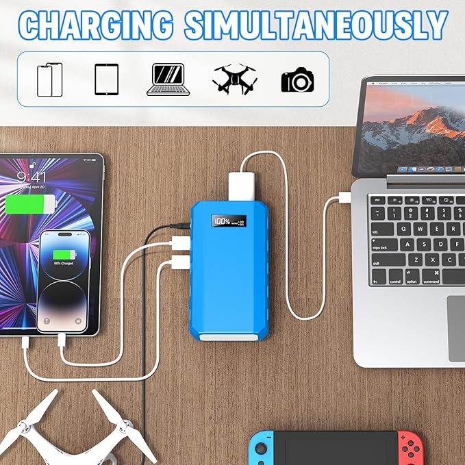 Portable Power Station with AC Outlet, Powkey 65W/110V External Battery Pack 24000mAh/88.8Wh Power