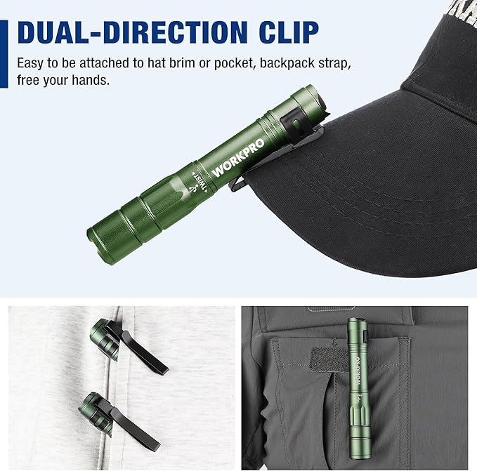 WORKPRO Rechargeable Pen Light, Mini Flashlight, 2 Pack Ultra-Compact EDC Flashlight, Pocket