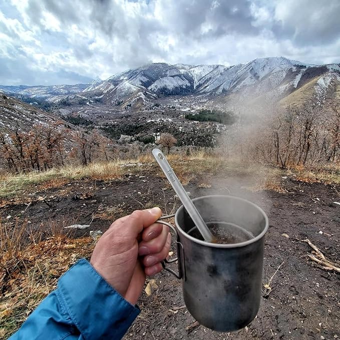 Titanium Spork Long Handle, Ultra Lightweight Camping Utensil for Backpacking Camping, Hiking