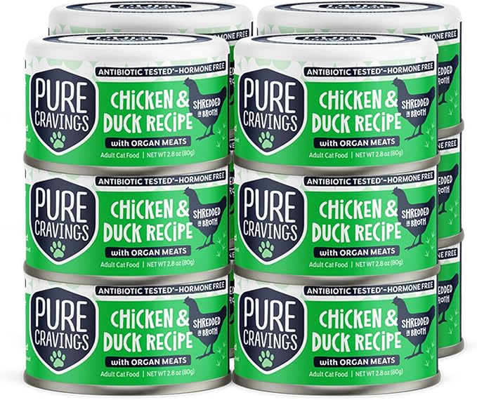 Pure Cravings Chicken and Duck Recipe in Broth, Shredded Wet Cat Food, Grain-Free Protein, Non-GMO