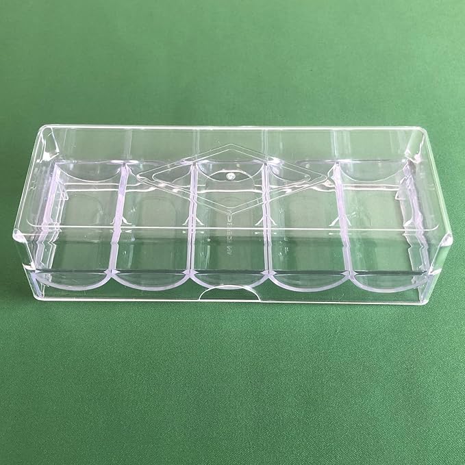 Poker Chip Holder Tray Racks - 1Pack Clear Acrylic Chips Rack Case with Cover Poker Table