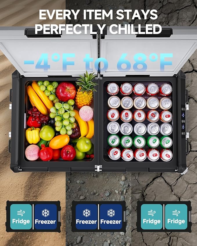 BODEGACOOLER 12 Volt Car Refrigerator, 79 Quart(75L) Portable Freezer Car Fridge Dual Zone With APP