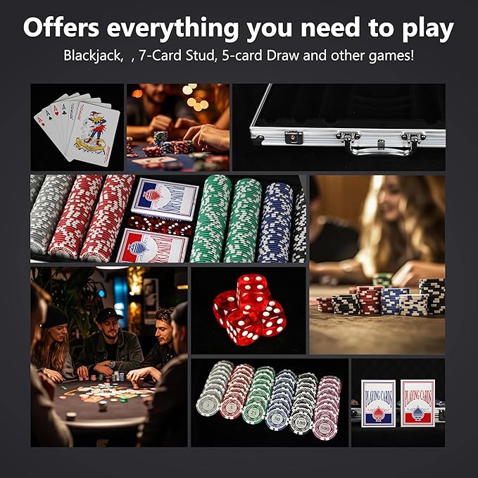 SHANTRA 300 PCS Poker Chips Poker Sets with Aluminum Case, Texas Hold?™Em Poker Set with 11.5 Gram