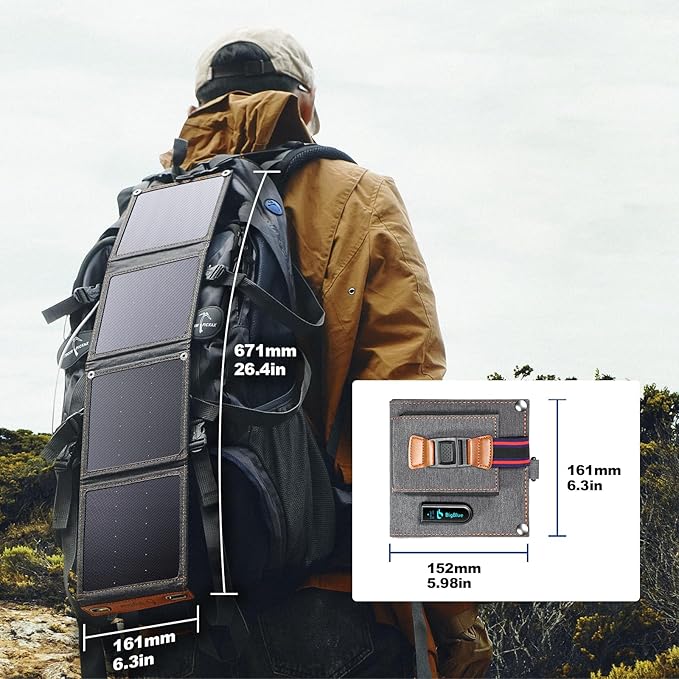 [Upgraded Tiny Solar Charger] BigBlue 14W SunPower Solar Panels with USB-A Port(5V/2.4A Max), IPX4