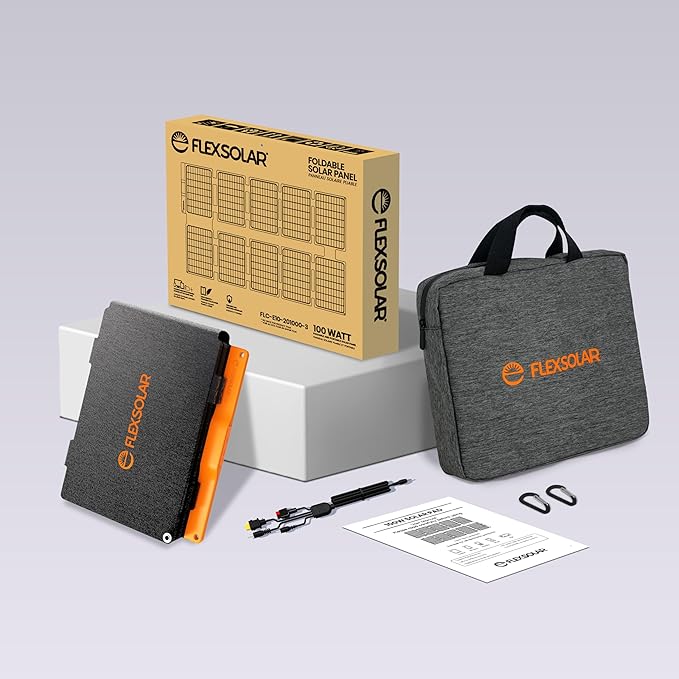 FlexSolar 100W Portable Solar Panel - 24% High Efficiency, IP67 Waterproof, QC3.0 USB-A/USB-C/DC