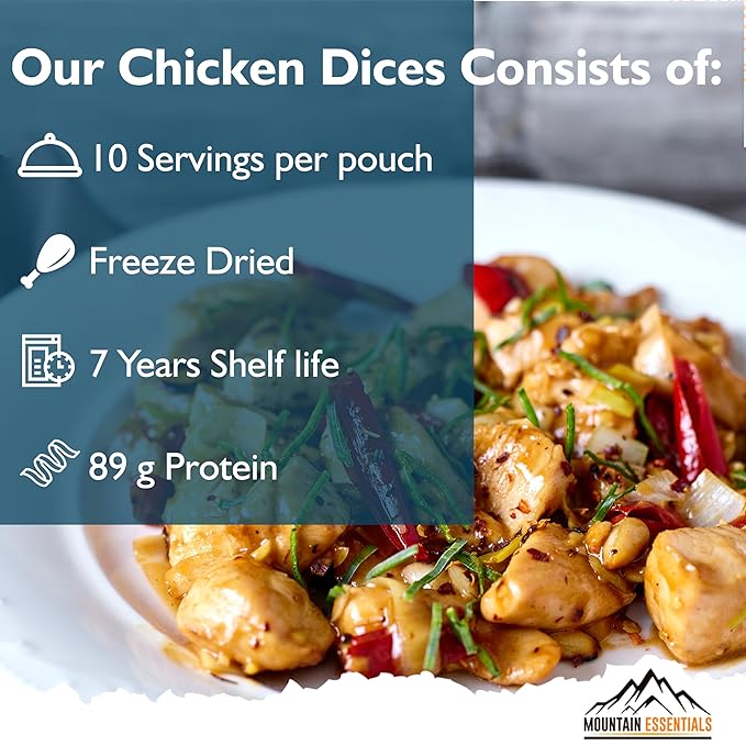 MOUNTAIN ESSENTIALS Freeze-Dried Diced Chicken ??Fully Cooked and Ready to Eat | Everyday Pantry