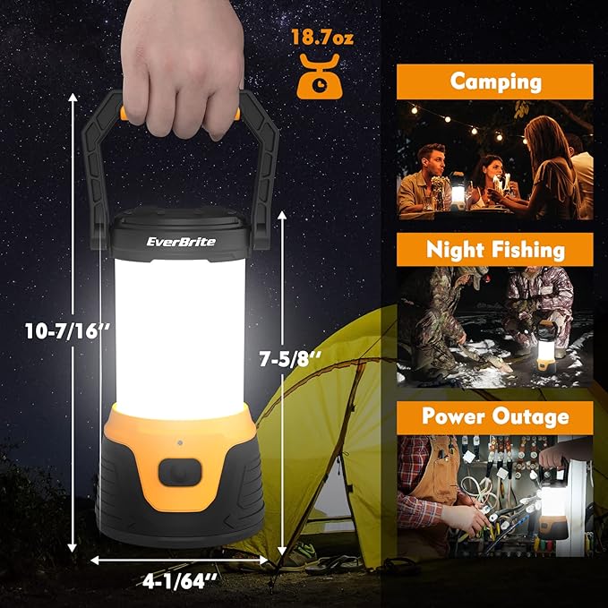 EverBrite Rechargeable LED Camping Lantern with Power Bank Function, 1000 Lumens Camping Lights, 5
