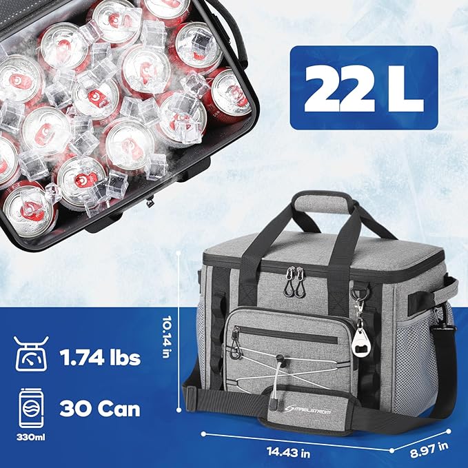 Maelstrom Soft Sided Cooler Bag, 30/40 Can Collapsible Insulated Ice Chest, Large Leakproof Camping