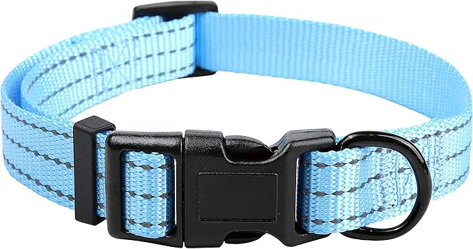 Mile High Life Dog Collar | Nylon Reflective Dog Collars | Light Weight Puppy Collars | Blue Dog