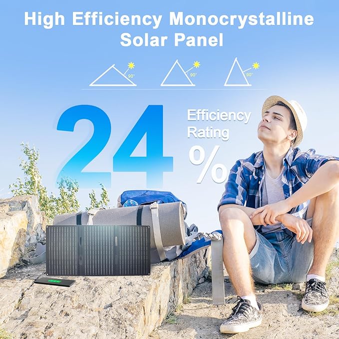 30W Portable Solar Panel, Foldable Solar Panel Charger with QC3.0 USB-A USB-C & DC Output for