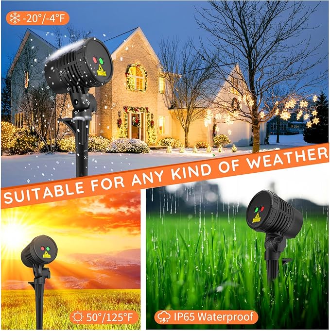 Christmas Projector Lights Outdoor, Christmas Light Projector with Remote, Moving Outdoor Holiday