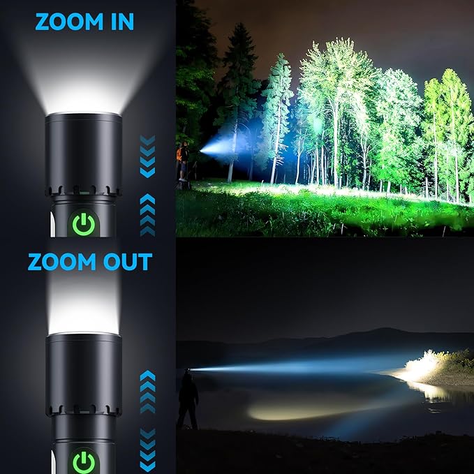 Magnetic Flashlight Rechargeable,2000LM 5000mAh Flashlights High Lumens with 9 Modes,Waterproof