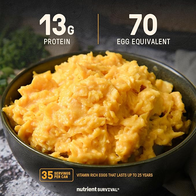 70 Egg Equivalent Nutrient Survival Vitamin Powdered Eggs Blend, Freeze Dried Prepper Supplies &