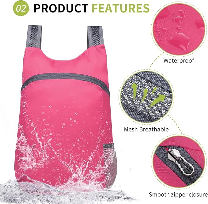 20L Ultra Hiking-Daypack Lightweight Foldable Travel Packable Backpack for Camping Cycling