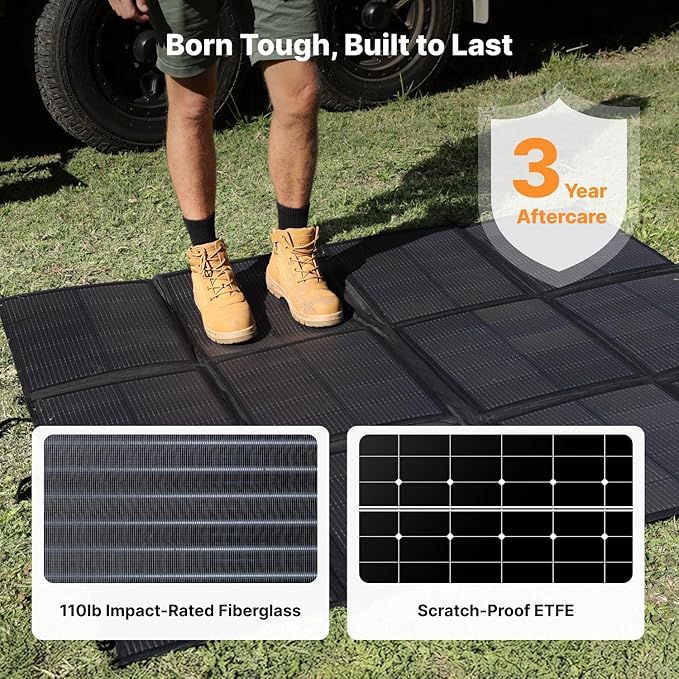 440W Portable Solar Panel, 17.2lbs Foldable SolarBag, Splits 2×220W Solar Blanket, 25% High