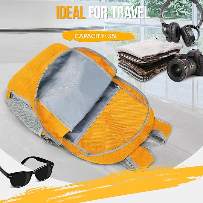 ZOMAKE Lightweight Packable Backpack 35L, Light Foldable Backpacks Water Resistant Collapsible