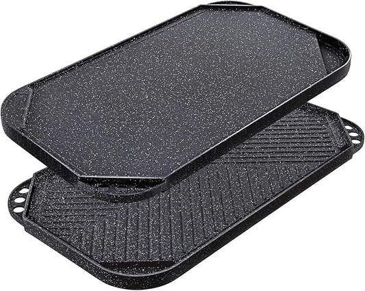 SENSARTE Nonstick Griddle Grill Pan, Pro-Grid Reversible Grill & Griddle Pan, Two Burner Cast