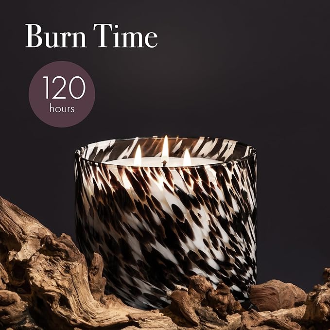 LAFCO New York Fall 3-Wick Candle, Saffron Sandalwood - 30 oz - 120-Hour Burn Time - Reusable, Hand