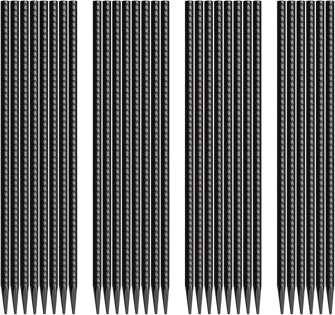 16 Inch Rebar Stakes 30 Pack Heavy Duty Ground Anchors with Chisel Point End Long Straight Steel