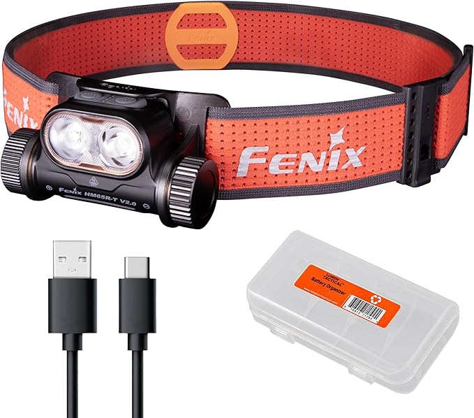Fenix HM65R-T V2.0 Running Headlamp, 1600 Lumen White Light and Warm White Dual Beams, USB-C