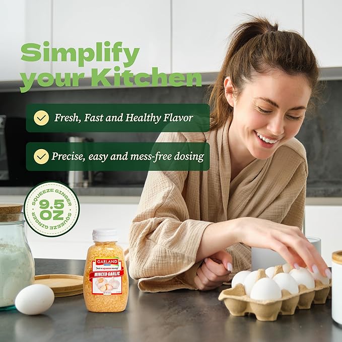 Garland Food Squeezable Minced Garlic in Water 9.5 oz ??Made in the USA - Garlic Minced Squeeze