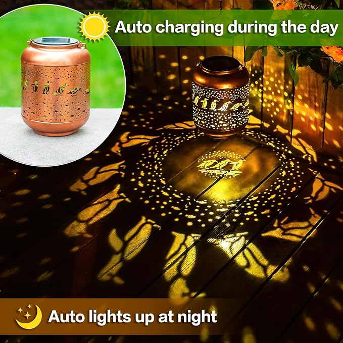 Penguin Solar Lanterns Outdoor Waterproof,Hanging Solar Lights Penguin Gifts for Women Men Metal