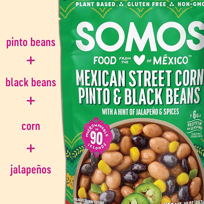 SOMOS Mexican Street Corn Pinto & Black Beans | Gluten Free, Non-GMO, Vegan Ready-to-Eat