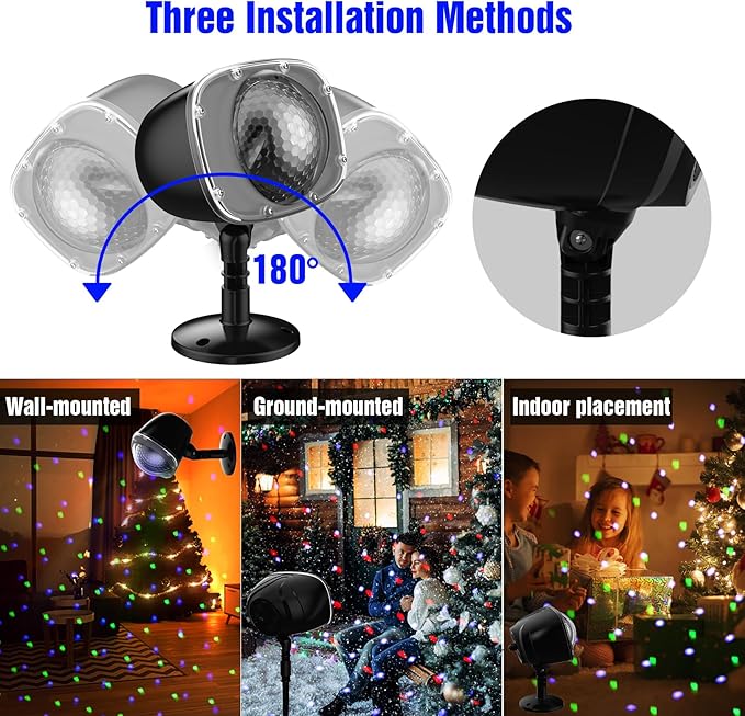 Christmas Halloween Projector Lights Outdoor,Indoor 15 Colors Snowfall Rotating Falling Snow
