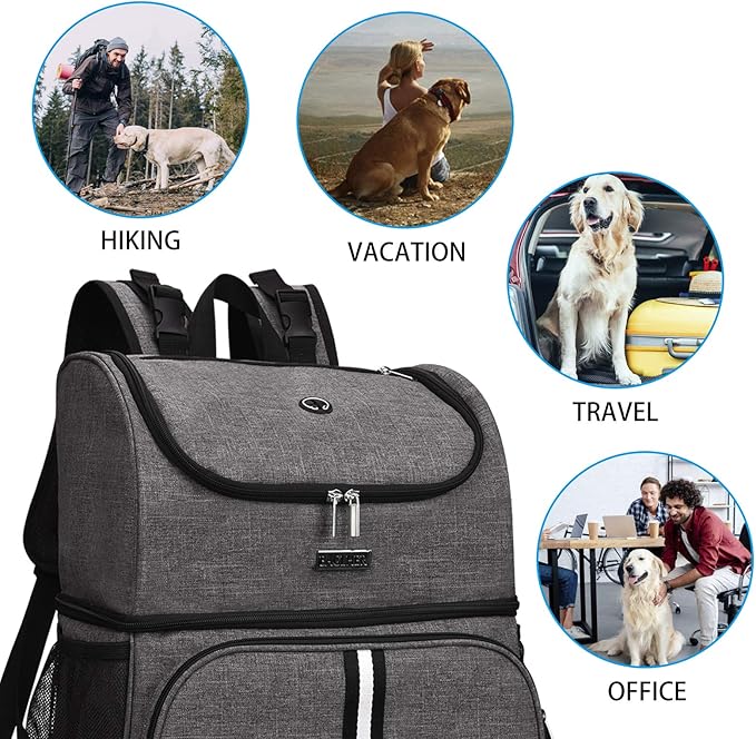 BAGLHER Pet Travel Bag, Double-Layer Pet Supplies Backpack (for All Pet Travel Supplies), Pet