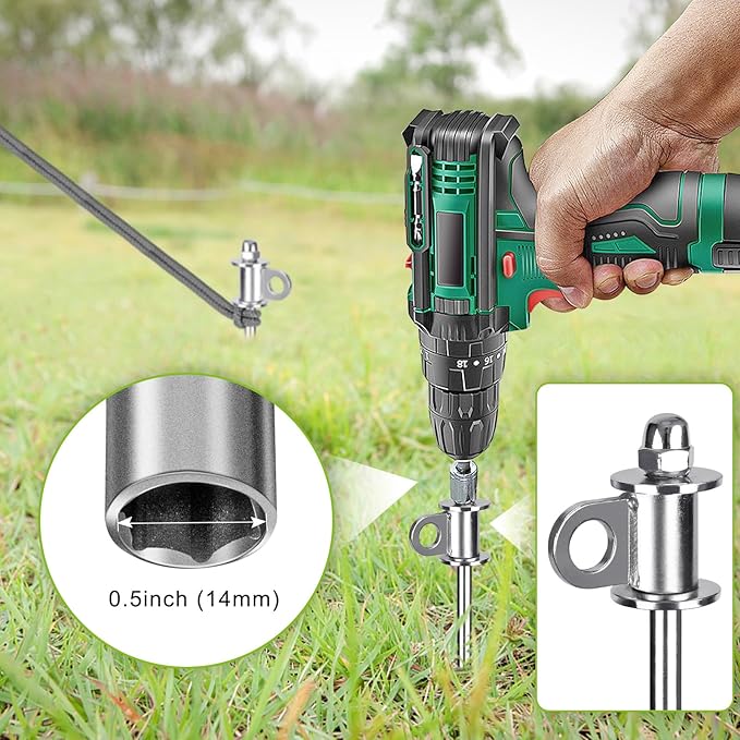 4 Pack Tent Stakes, 12 Inch Heavy Duty Ground Anchors, Full Welding, Easy to Screw in and Reusable