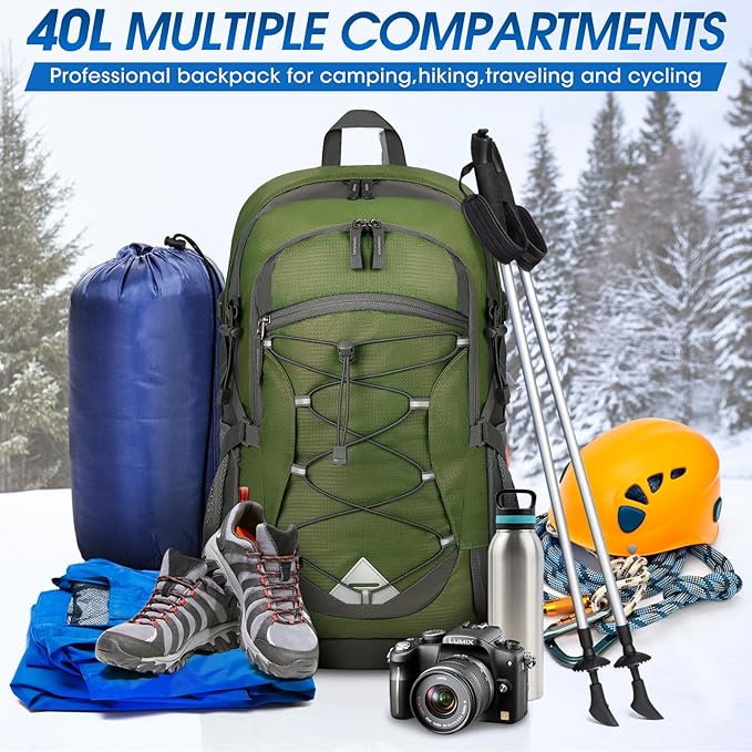 IGOLUMON Hiking Backpack 40L Packable Lightweight Camping Backpack Men Women Waterproof Hiking