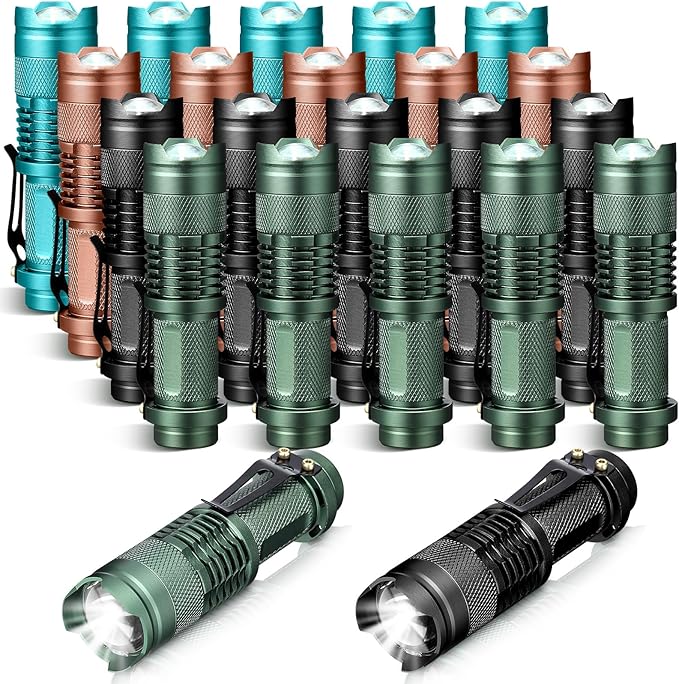 Fumete 20 Pieces LED Flashlight Mini 3 Mode Tactical Torch Small Water Resistant Pocket Flash Light