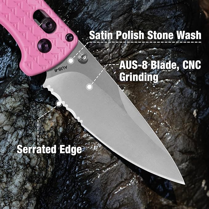 FLISSA 4.5" Folding Pocket Knife, Lightweight EDC Pocket Knife with Axis Lock, 3.2" AUS-8 Steel