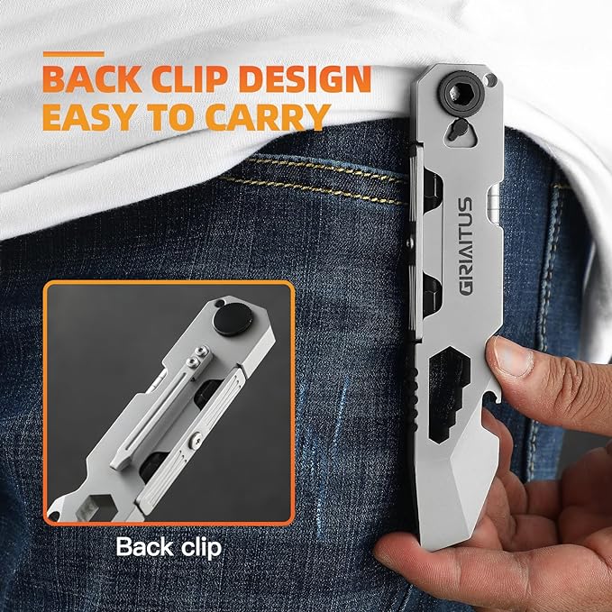 EDC Pry Bar Multitool with Bi-Directional Ratchet Screwdriver & Everlasting Pen, Wrenches, Crowbar
