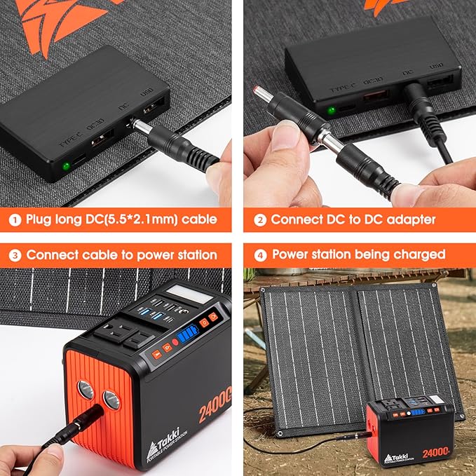 Takki 120W Peak Solar Generator Portable Power Station with 21W Panels, 88Wh Solar Charger Power