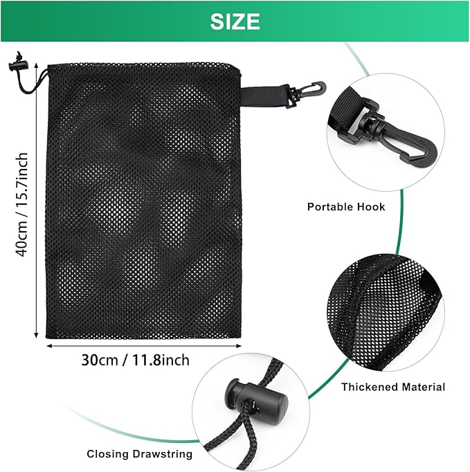 10 PCS With Clips Mesh Drawstring Bags, Portable Nylon Storage Bags for toy,Sports Storage,Outdoor