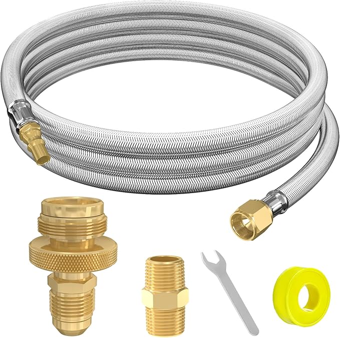 12FT RV Quick Connect Propane Hose, Propane Quick Connect Hose for RV to Gas Grill, Compatible with