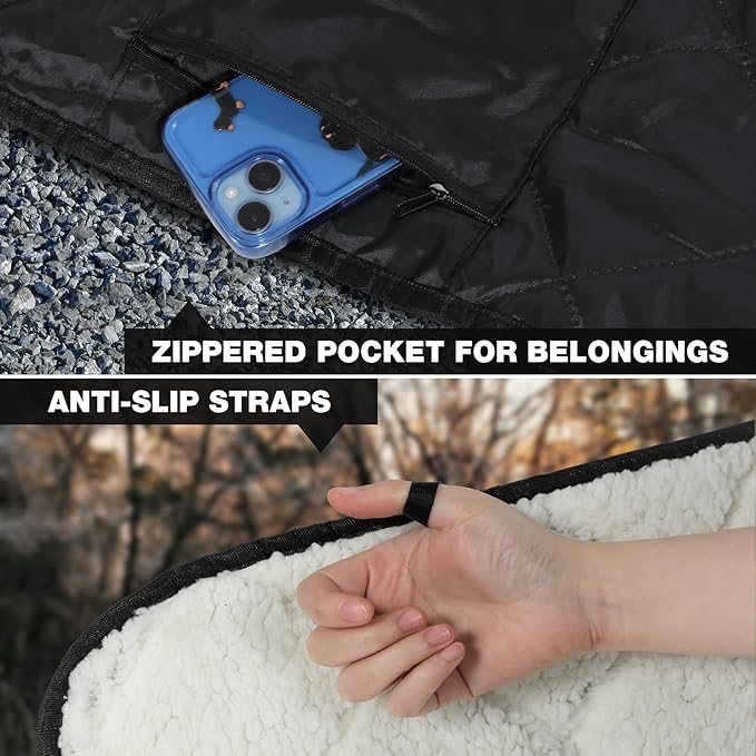 REDCAMP Large Warm Camping Blanket with Sherpa Lining, Cold Weather Warm Outdoor Blanket Waterproof