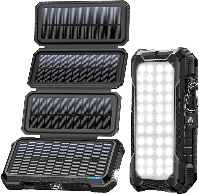 BLAVOR Solar Charger Power Bank, PD 18W Fast Charging 20000mAh Battery Pack with 4 Foldable Panels