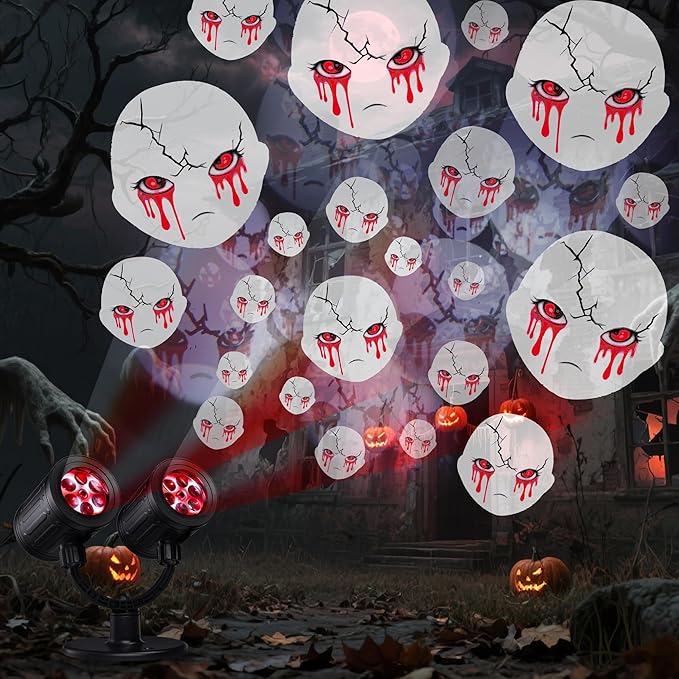 Toodour Halloween Projector Lights Outdoor, Double Head Dynamic Halloween Lights Projector with