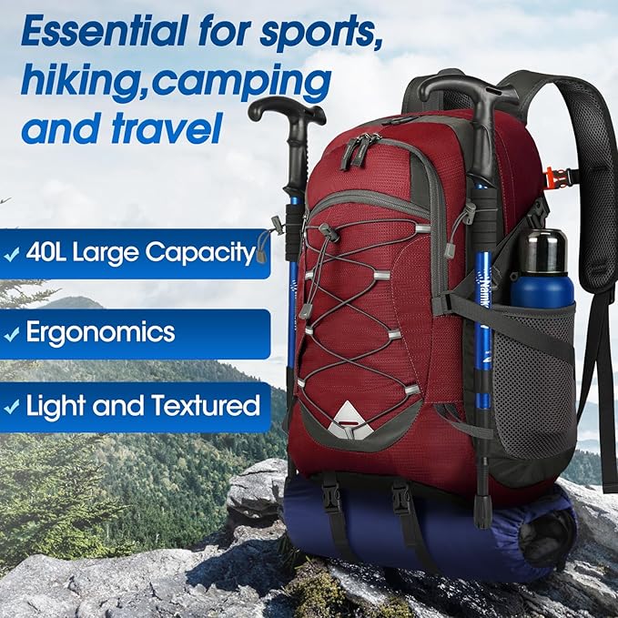 IGOLUMON Hiking Backpack 40L Packable Lightweight Camping Backpack Men Women Waterproof Hiking