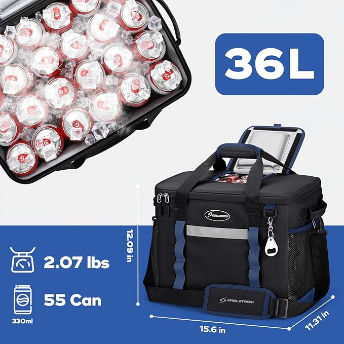 Maelstrom Collapsible Soft Cooler Bag, 24/30/60/75 Cans Beach Cooler, Ice Chest, Leakproof &