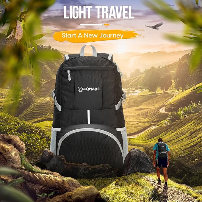 ZOMAKE Lightweight Packable Backpack 35L, Light Foldable Backpacks Water Resistant Collapsible